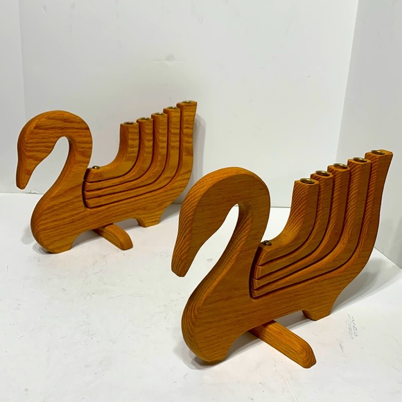 wooden swan candelabra vintage - Picture 1 of 16